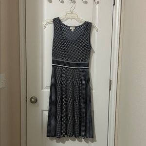 Maison Jules Black and White Polka Dot Sleeveless Midi Dress
